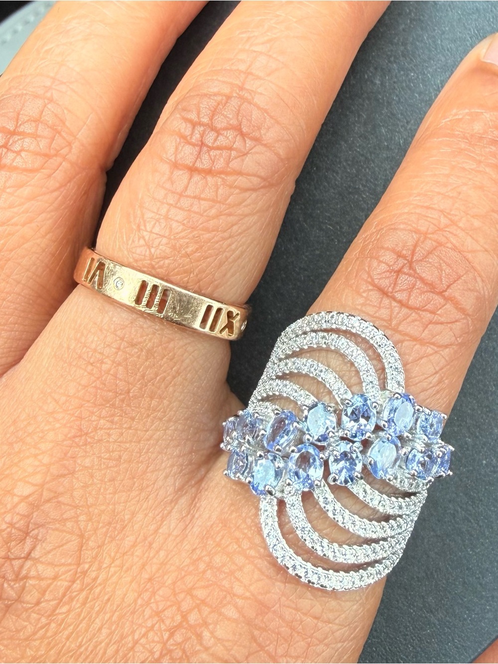 Genuine blue Tanzanite Sterling Silver 925 Ring